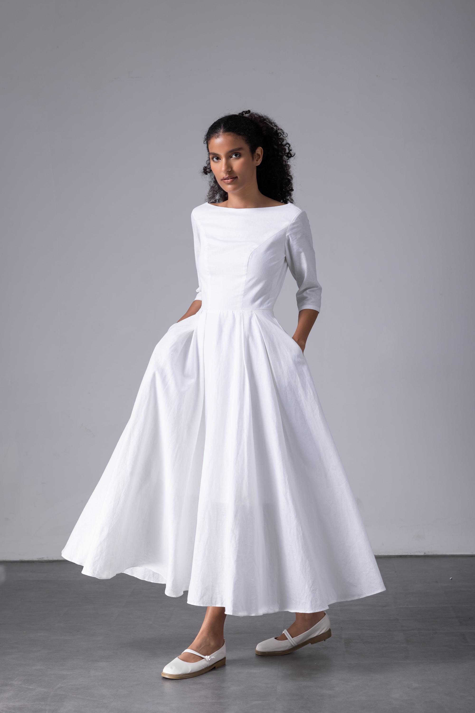 90s vintage wedding dress Timeless Elegance Boat Neck Crepe Skater Dress main image 0
