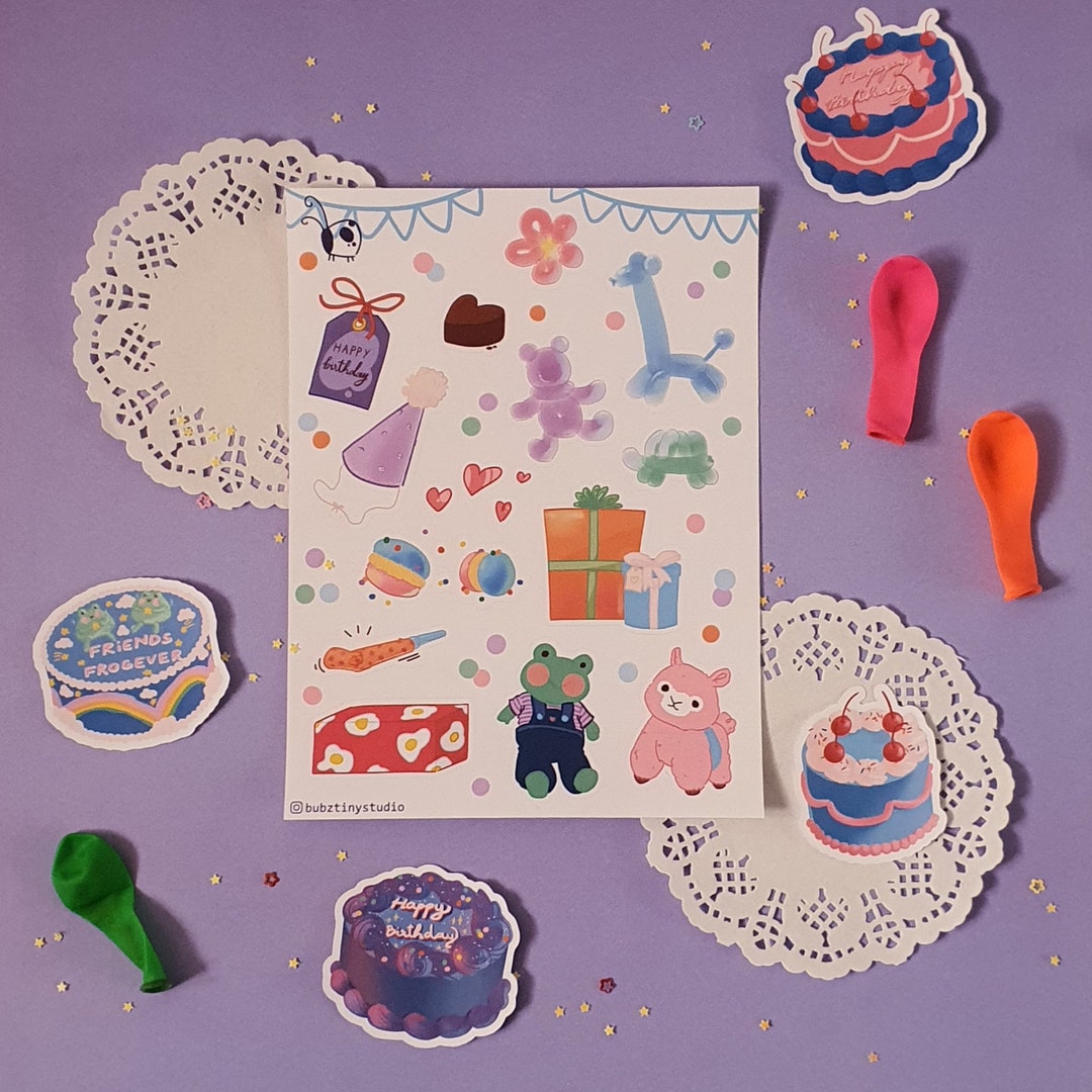 Happy Birthday Sticker Sheet Cute Journal Planner Decor Stationery - Etsy