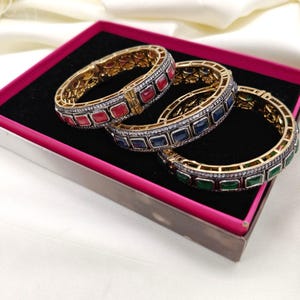 Indian Jewelry Trends Pink Stone Bracelet Jewelry for Women | Indian Bangles for Wedding and Festival | Gold Plated Bangles for Gift