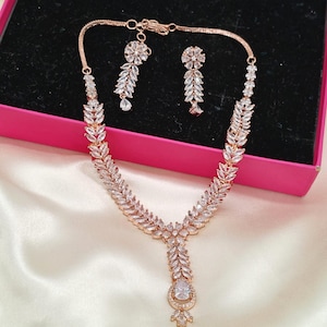 Rose Gold CZ Choker: Indian Bridal Jewelry for Bridesmaids