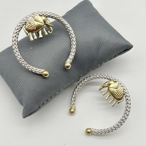 Indian Oxidized Dual Tone Elephant Earrings for Women, Ethnic Gold Silver Hoop Earrings for Wedding & Festivals, Tribal Boho Jewelry