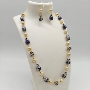 Kundan Beaded Mala Necklace Set with Matching Earrings for women | Kundan Jewelry for Weddings and Festivals | Indian Traditional Jewelry