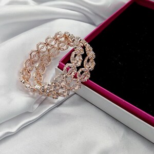 Rose Gold CZ Bangle Set: Indian Wedding Jewelry, AD Bangles - Set of 2