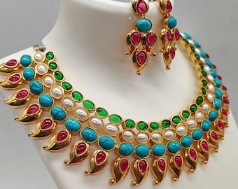 Gold Plated Indian Necklace Set: Traditional Wedding Jewelry