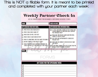 PRINTABLE Weekly Partner Check-In Sheets