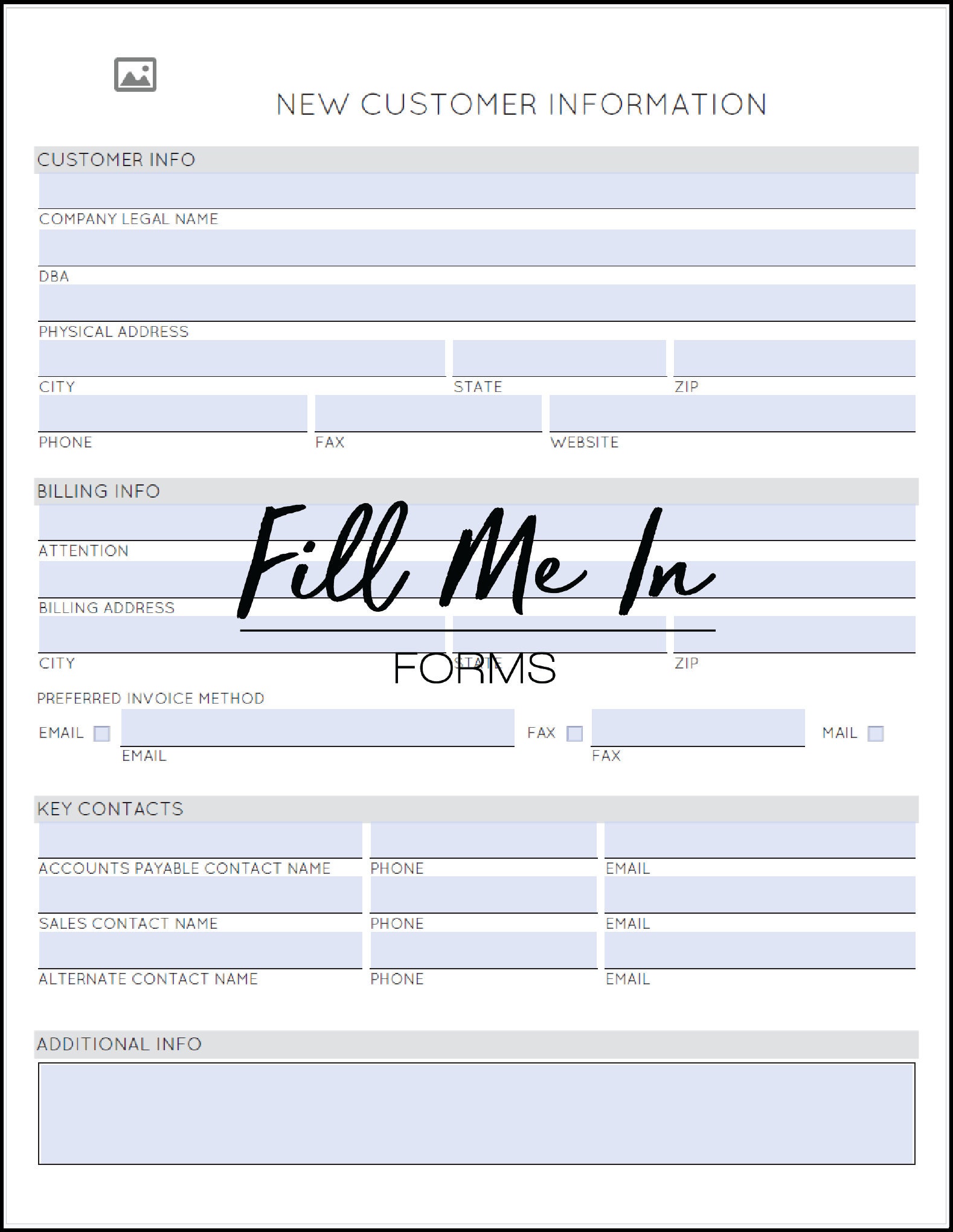 Fillable New Customer Information Form With Custom Logo Option Jane Etsy Fillable New Customer Information Form With Custom Logo Option Jane Etsy