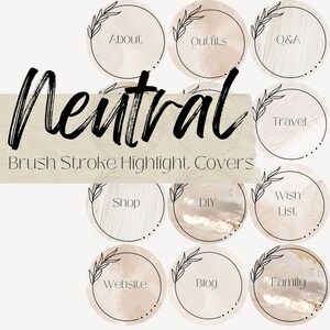 14 Neutrals Theme Instagram Highlight Covers For Use in Social Media Brand Kit