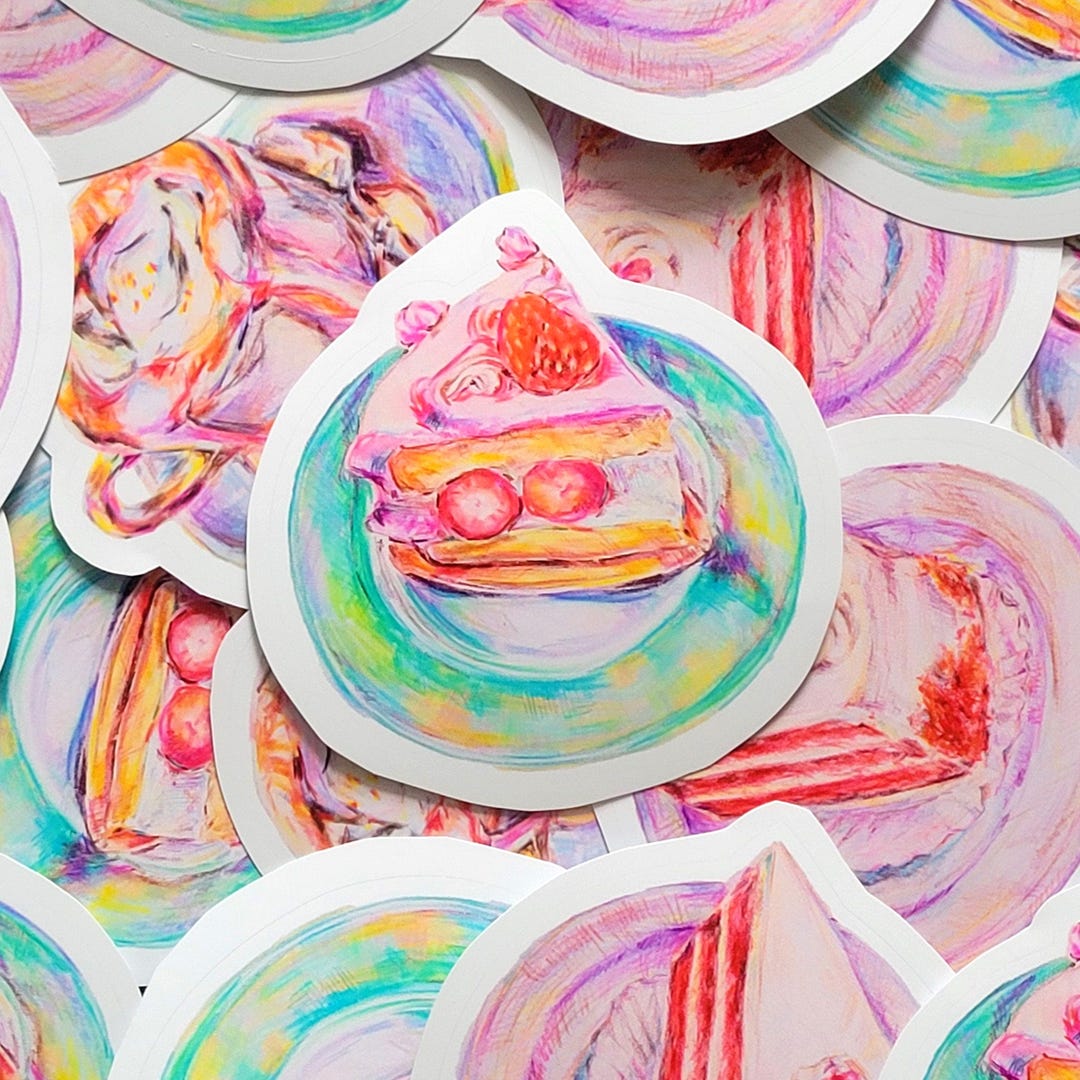 Colorful Cake Stickers - Cafe, Stationary, Vinyl Sticker, Food, Cake - Etsy