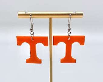Tennessee Vols Earrings: Handmade Orange Acrylic Football Earrings