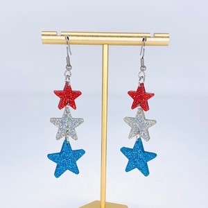 Red white and blue earrings | Fourth of July earrings | Memorial Day earrings | America | USA earrings | star earrings | patriotic earrings