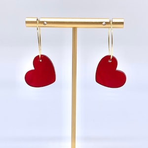 Red heart earrings | heart earrings | Valentine’s Day earrings | anniversary gift | gift for her | acrylic earrings