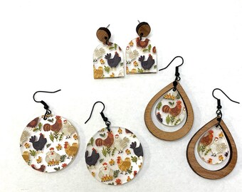 Acryl Huhn Ohrringe: Bauernhof Schmuck