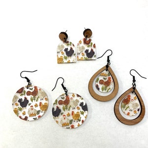 Chicken earrings | dangle earrings | Farm earrings | Country Earrings | handmade earrings