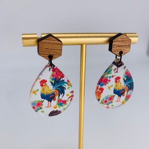 Hahn Ohrringe | Huhn Ohrringe | Bauernhof Ohrringe | Bauernhof Tier | Frühling Hahn | hausgemacht