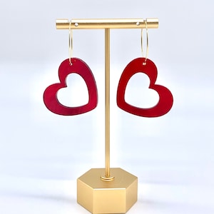 Red heart earrings | heart earrings | Valentine’s Day earrings | gift for her | acrylic earrings | handmade earrings