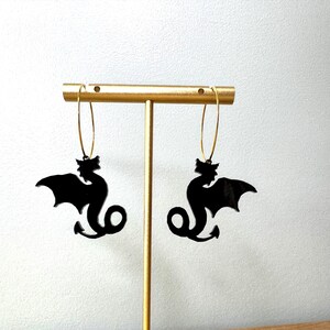 Black Dragon Dangle Earrings: Fantasy Book Lover Gift