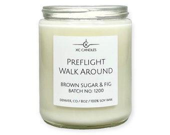 PREFLIGHT WALK AROUND — Brown Sugar + Fig: Airplane Candle, Scented Soy Candle, Pilot Decor