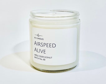 AIRSPEED ALIVE — Apple Cider Donut: Airplane Candle, Scented Soy Candle, Pilot Decor