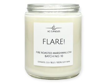 FLARE! — Fire Roasted Marshmallow: Airplane Candle, Scented Soy Candle, Pilot Decor