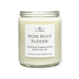 MORE RIGHT RUDDER! — Grapefruit + Mangosteen: Airplane Candle, Scented Soy Candle, Pilot Decor