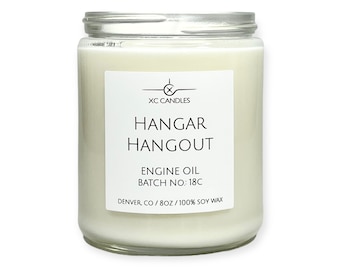 HANGAR HANGOUT — Aviation Motor Oil: Airplane Candle, Scented Candle, Pilot Decor