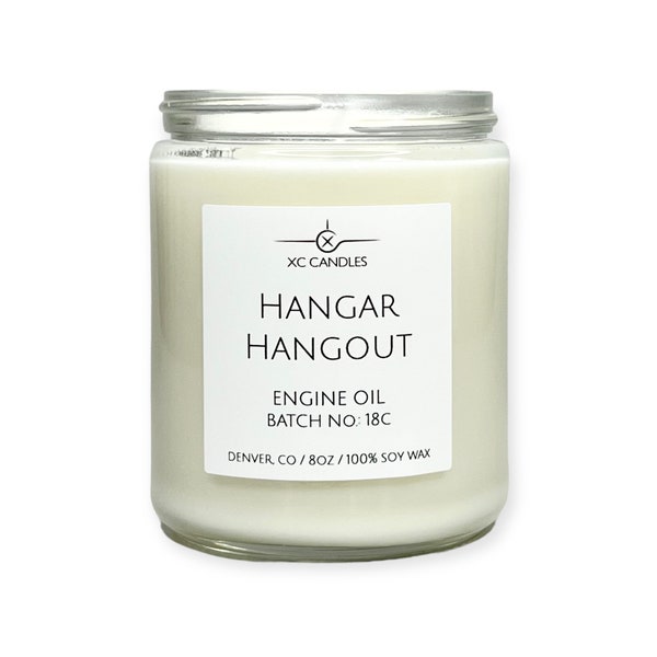 HANGAR HANGOUT — Aviation Motor Oil: Airplane Candle, Scented Candle, Pilot Decor