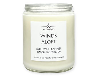 WINDS ALOFT — Autumn Flannel: Airplane Candle, Scented Soy Candle, Pilot Decor