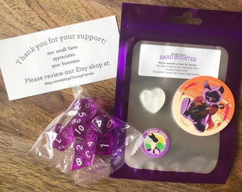BARD BOOSTER! | Dungeons and Dragons | Turnip Farms Bard Booster Set | Exclusive Sticker, Crystal Heart, and Dice | Gift Set