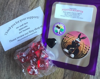 FIGHTER BOOSTER! | Dungeons and Dragons | Turnip Farms Fighter Booster Set | Exclusive Sticker, Crystal Heart, and Dice | Gift Set