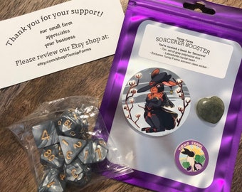 SORCERER BOOSTER! | Dungeons and Dragons | Turnip Farms Sorcerer Booster Set | Exclusive Sticker, Crystal Heart, and Dice | Gift Set