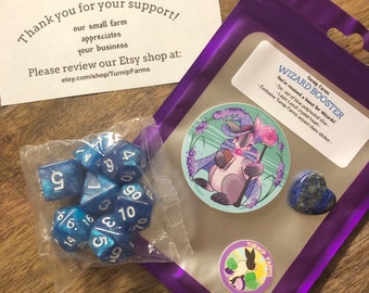 WIZARD BOOSTER! | Dungeons and Dragons | Turnip Farms Wizard Booster Set | Exclusive Sticker, Crystal Heart, and Dice | Gift Set