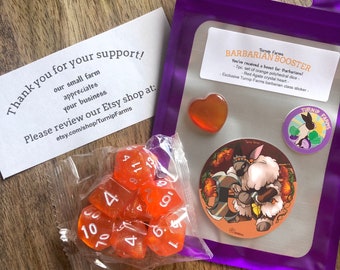 BARBARIAN BOOSTER! | Dungeons and Dragons | Turnip Farms Barbarian Booster Set | Exclusive Sticker, Crystal Heart, and Dice | Gift Set
