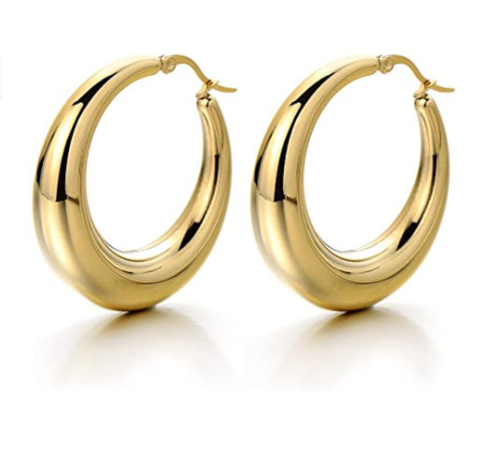 9ct Gold Filled Chunky Hinged Creole Huggie Hoop Earrings Etsy