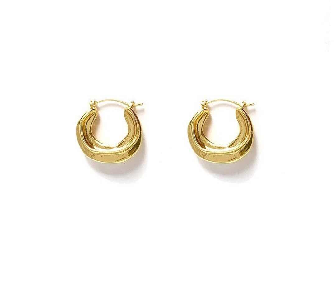 9ct Gold Filled 22mm Asymmetric Huggie Hoop Earrings Gift - Etsy
