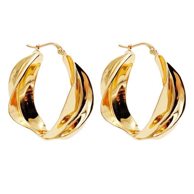 18k gold Filled 35mm Large Hoop Twist Earrings Gift Box | Etsy UK