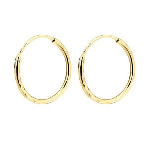 9ct Gold 12mm 20mm Diamond Cut Hinged Sleeper Hoop Earrings - Etsy UK