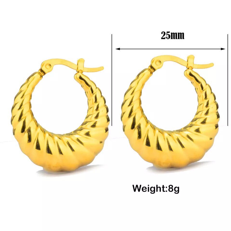 9CT Gold Filled Chunky Croissant Creole Huggie Hoop Earrings - Etsy UK