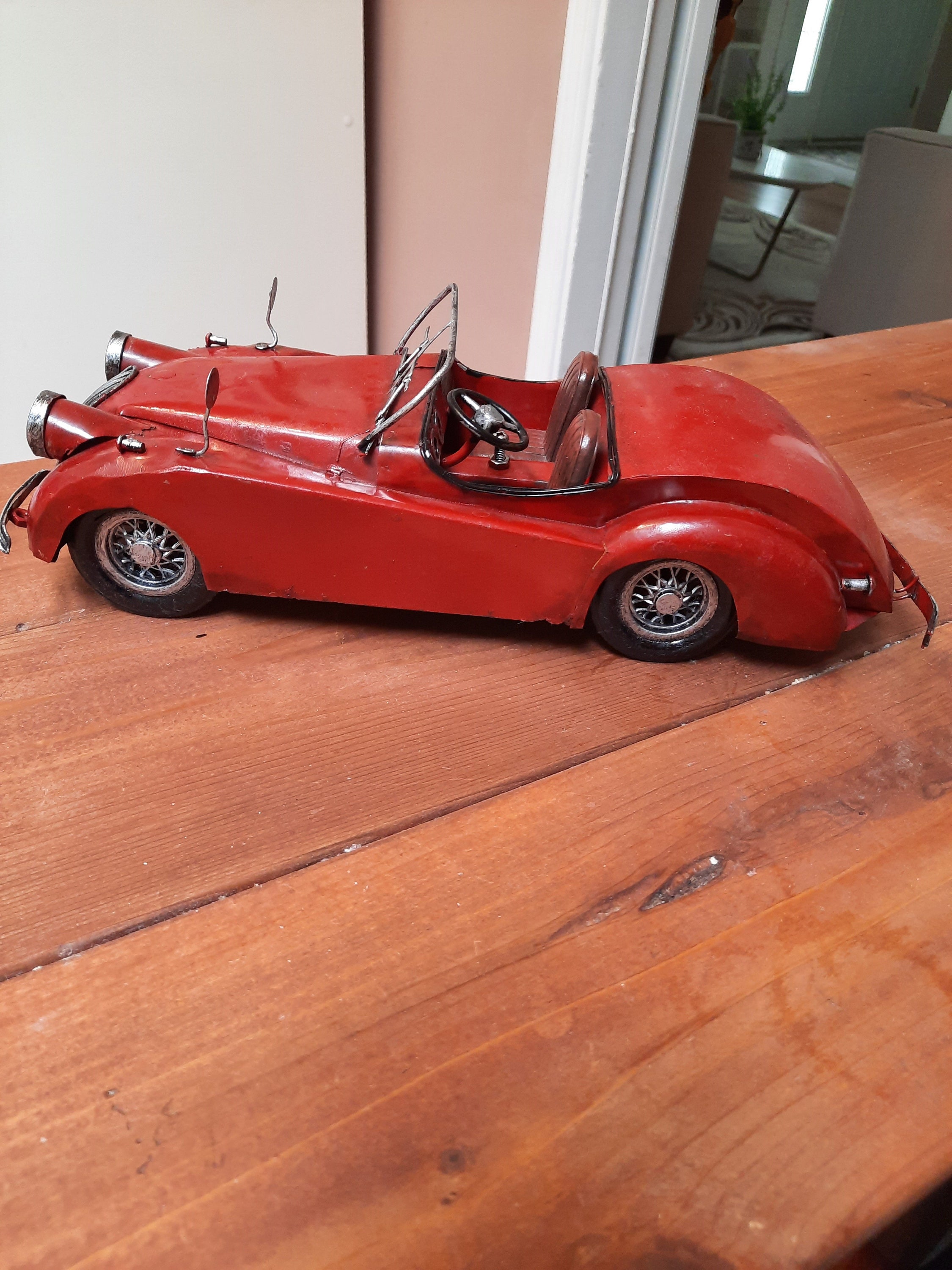 Vintage Miniature Model Antique Tin Car - Etsy