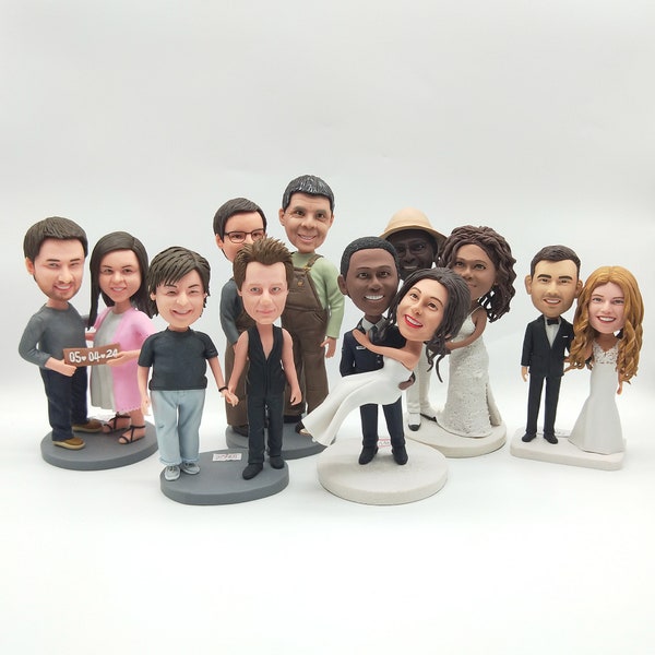 Customized Wedding Couple Bobbleheads, bridesmaid group personalized wedding gifts, custom group statues, unique wedding gifts