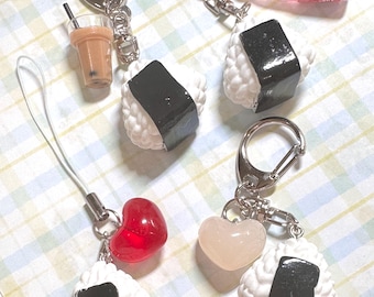 onigiri japanese food phone charm | kawaii heisei retro keychain