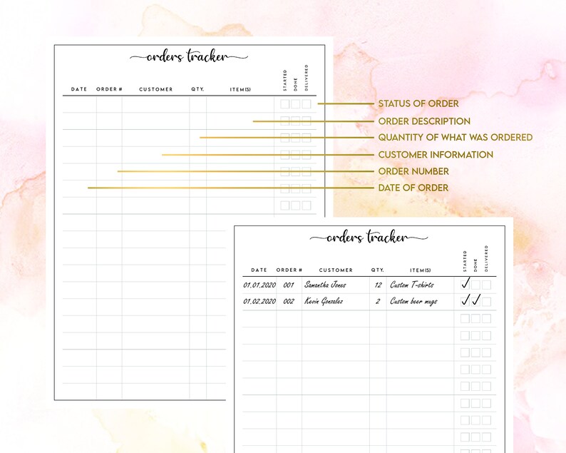 Order Tracker Printable Printable Order Tracker Form, Minimal Order Form, Letter Size Order ...