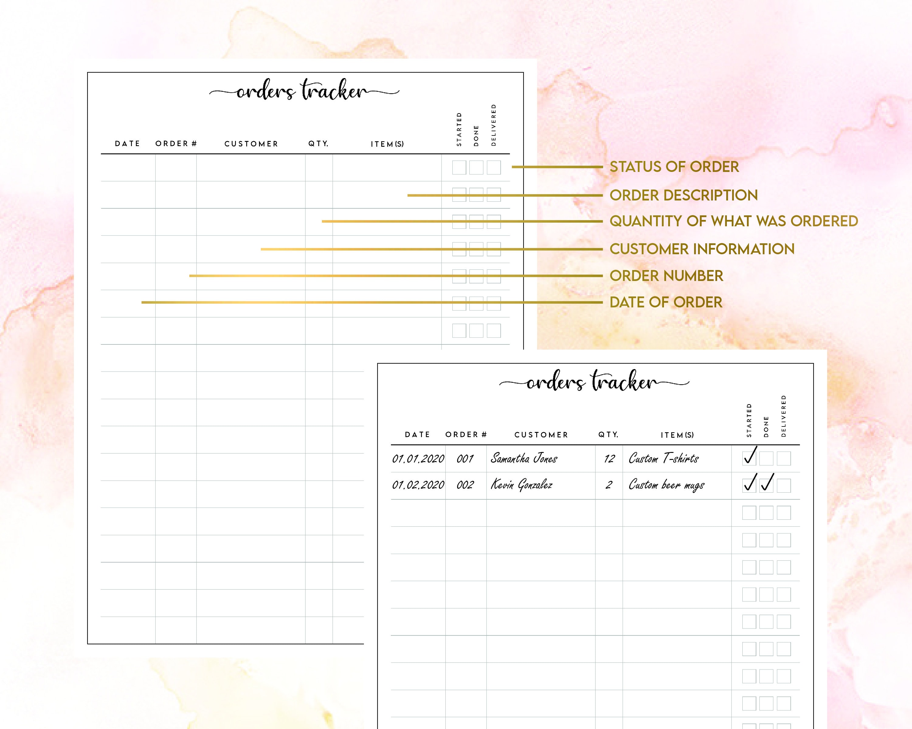 Free Printable Week Order Tracker Form.pdf Printable Order Tracker Form, Minimal Order Form, Letter Size Order ...