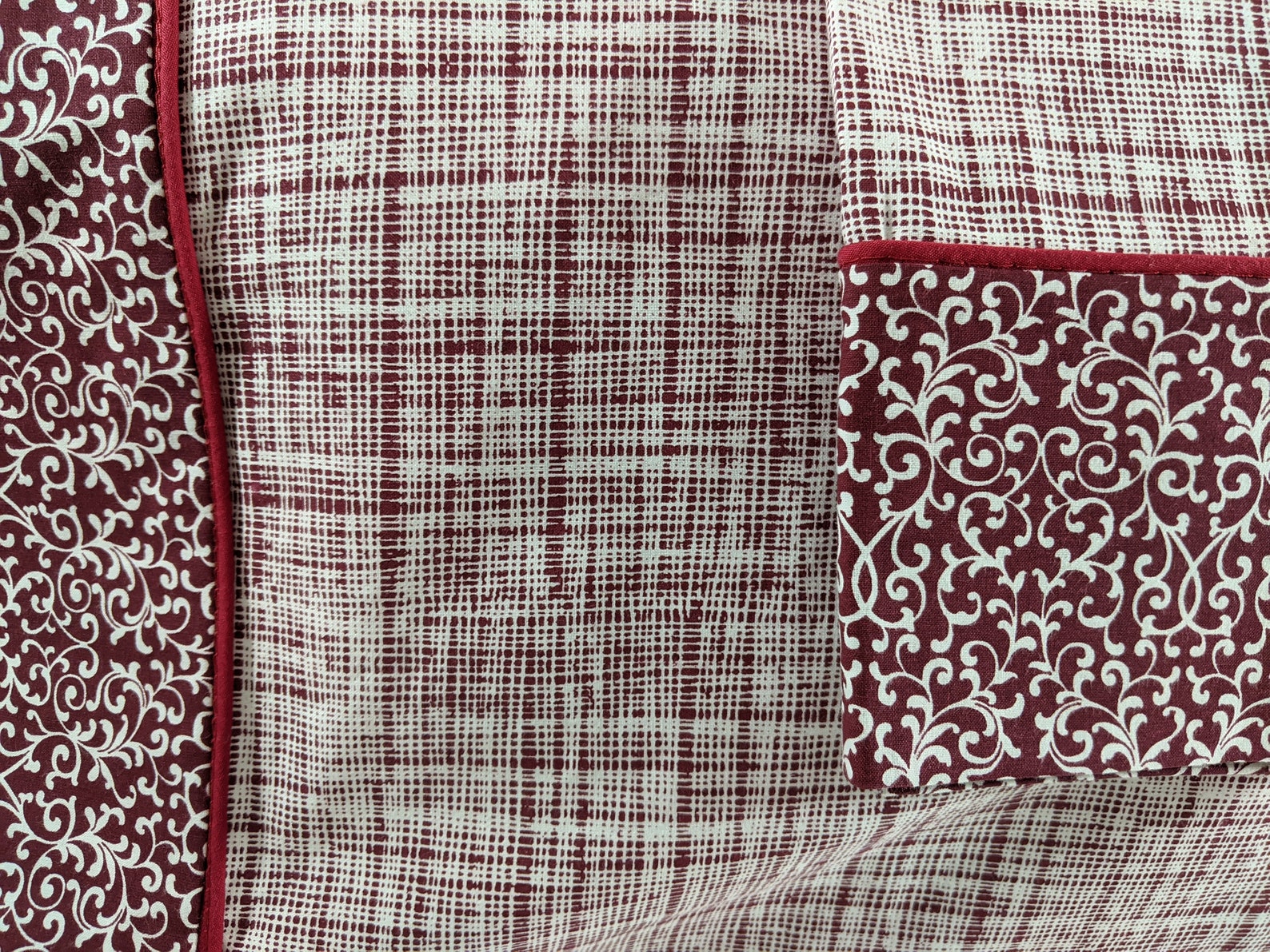 Red Scroll Plaid Pillowcase Cotton Decor Etsy