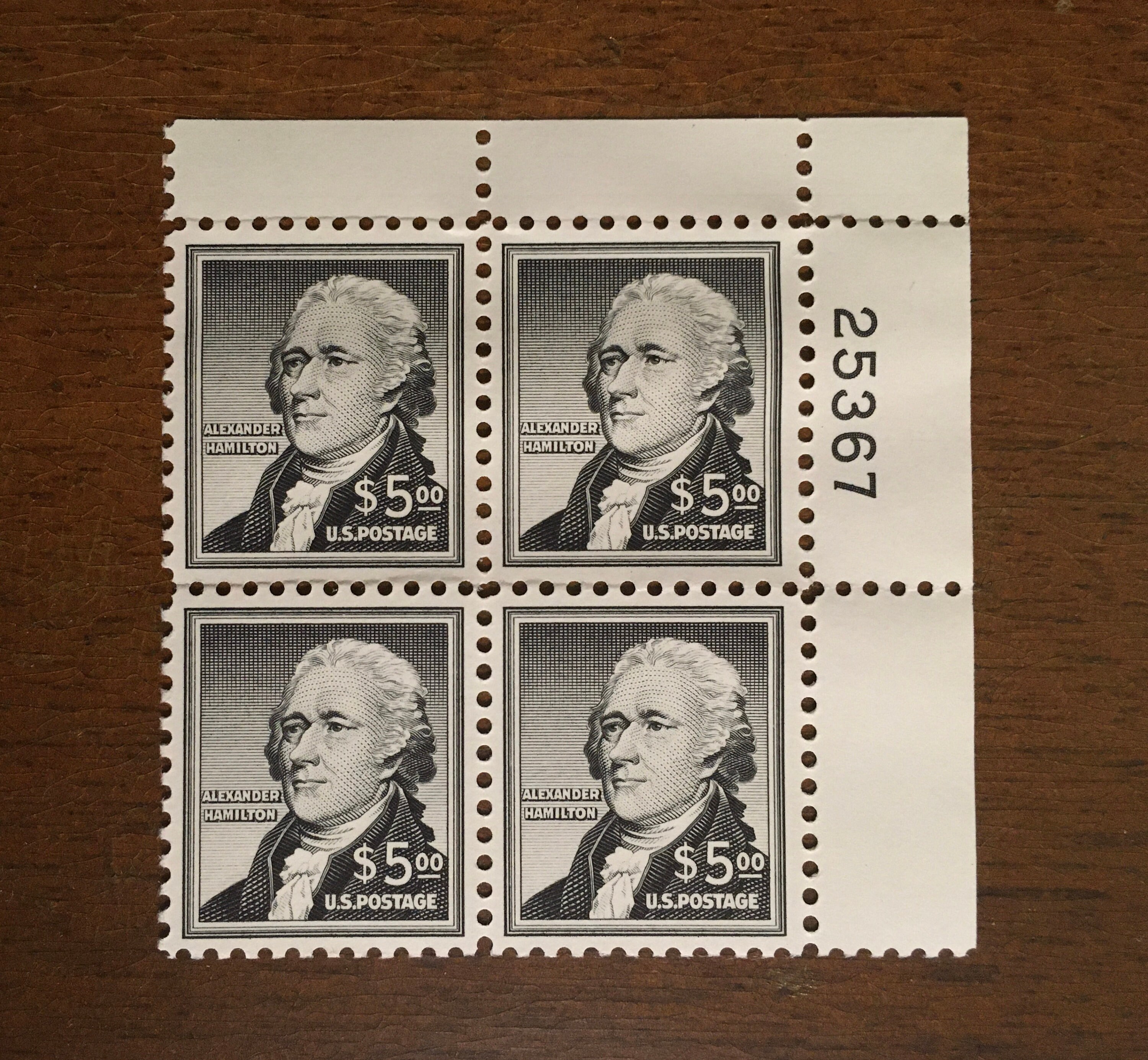 1954 5.00 Alexander Hamilton Plate Block Stamps. Liberty Etsy