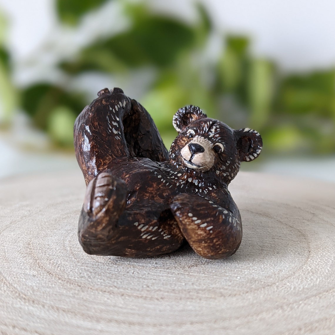 Playful Brown Bear Polymer Clay Figurine Decorative Animal - Etsy