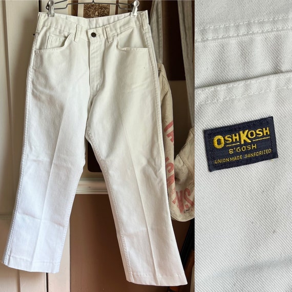 Vintage 70s 80s Osh Kosh B’Gosh White Jeans | Uni… - image 1
