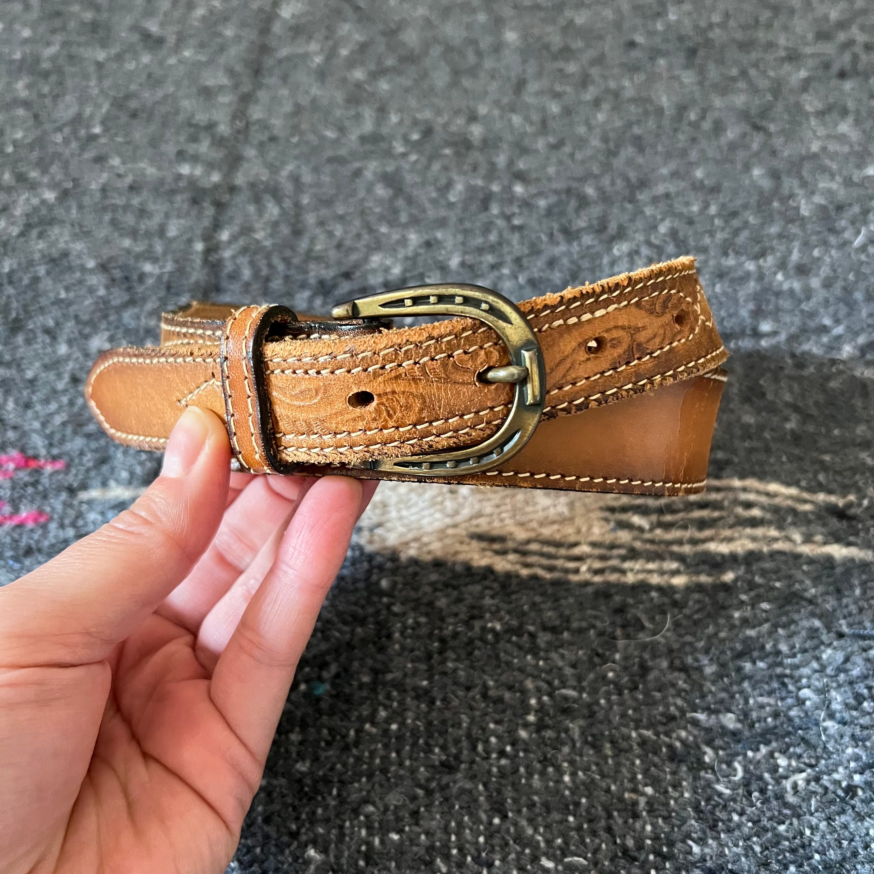 Southwest Leather Tab Belt | Burnt Orange 34 (Waist Size 32/33)