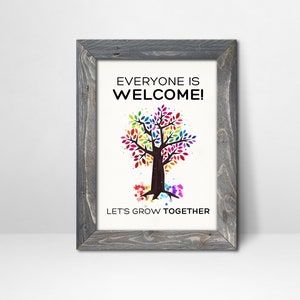 Everyone is Welcome Here Tree Poster/Classroom Equality Wall Art/Therapy Room Inclusion Wall Hanging/Printable Instant Download