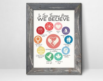 Customizable Therapy Room Wall Art, Canadian/In This Therapy Room We Believe Equality Poster Instant Download