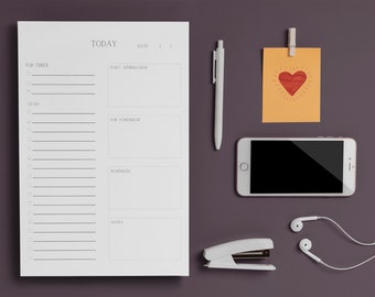 Liste de tâches quotidiennes minimaliste // Liste de tâches quotidiennes // 50 pages
